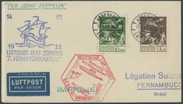 ZULEITUNGSPOST 232B BRIEF, Dänemark: 1933, 7. Südamerikafahrt, Anschlussflug Ab Berlin, Frankiert Mit Mi.Nr. 181 Und 143 - Poste Aérienne & Zeppelin