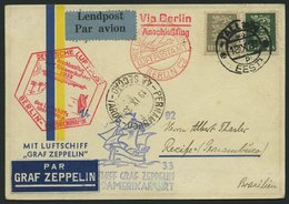 ZULEITUNGSPOST 232B BRIEF, Estland: 1933, 7. Südamerikafahrt, Anschlußflug Ab Berlin, Prachtkarte - Posta Aerea & Zeppelin