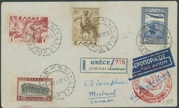 ZULEITUNGSPOST 406C BRIEF, Griechenland: 1936, 1. Nordamerikafahrt, Auflieferung Friedrichshafen C, Dekorativer Einschre - Luft- Und Zeppelinpost