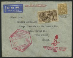ZULEITUNGSPOST 226B BRIEF, Großbritannien: 1933, 5. Südamerikafahrt, Anschlussflug Ab Berlin, Prachtbrief - Airmail & Zeppelin