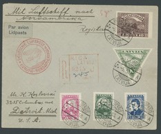 ZULEITUNGSPOST 406D BRIEF, Lettland: 1936, 1. Nordamerikafahrt, Auflieferung Friedrichshafen (d), Einschreibbrief Mit In - Correo Aéreo & Zeppelin