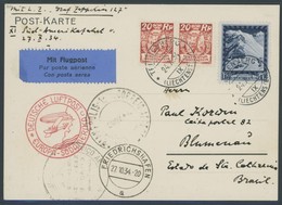 ZULEITUNGSPOST 283Aa BRIEF, Liechtenstein: 1934, 11. Südamerikafahrt, Auflieferung Friedrichshafen (c), Prachtkarte - Correo Aéreo & Zeppelin