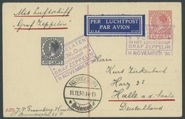 ZULEITUNGSPOST 99B BRIEF, Niederlande: 1930, Fahrt In Die Niederlande, Venlo-Friedrichshafen, 10 C. Ganzsachenkarte Mit  - Airmail & Zeppelin