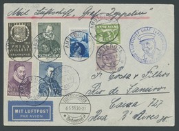 ZULEITUNGSPOST 202 BRIEF, Niederlande: 1933, 1. Südamerikafahrt, Prachtbrief - Airmail & Zeppelin