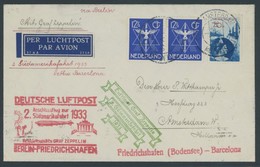 ZULEITUNGSPOST 214B/C BRIEF, Niederlande: 1933, 2. Südamerikafahrt, Anschlussflug Ab Berlin, Abwurf Barcelona, Nach Holl - Airmail & Zeppelin