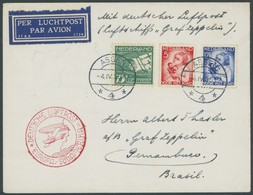 ZULEITUNGSPOST 290Bb BRIEF, Niederlande: 1935, 1. Südamerikafahrt, Nachbringeflug Ab Berlin, Stempel A, Prachtbrief - Airmail & Zeppelin