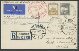 ZULEITUNGSPOST 277 BRIEF, Palästina: 1934, 9. Südamerikafahrt, Einschreib-Drucksache, Prachtkarte - Airmail & Zeppelin