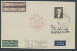 ZULEITUNGSPOST 410 BRIEF, Polen: 1936, 2. Nordamerikafahrt, Einschreibbrief Mit Einzelfrankatur Mi.Nr. 311, Pracht - Airmail & Zeppelin