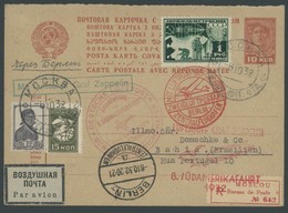 ZULEITUNGSPOST 189C BRIEF, Russland: 1932, 8. Südamerikafahrt, Anschlussflug Ab Berlin, Einschreib- Ganzsachen-Frageteil - Correo Aéreo & Zeppelin