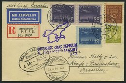 ZULEITUNGSPOST 171 BRIEF, Schweden: 1932, 5. Südamerikafahrt, Einschreibbrief, Pracht - Correo Aéreo & Zeppelin