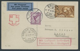 ZULEITUNGSPOST 39a BRIEF, Schweiz: 4. Schweizfahrt, Abwurf Zürich, Prachtkarte - Correo Aéreo & Zeppelin