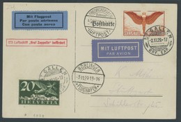 ZULEITUNGSPOST 48A BRIEF, Schweiz: 1929, Fahrt Nach Böblingen, Frankiert U.a. Mit Mi.Nr. 190, Prachtkarte - Airmail & Zeppelin