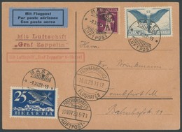 ZULEITUNGSPOST 49A BRIEF, Schweiz: 1929 Fahrt Nach Frankfurt, Prachtkarte, Signiert Dewitz - Correo Aéreo & Zeppelin