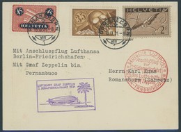 ZULEITUNGSPOST 129Eb BRIEF, Schweiz: 1931, 2. Südamerikafahrt, Anschlußflug Ab Berlin, Frankiert Mit Mi.Nr. 245x,181,183 - Correo Aéreo & Zeppelin