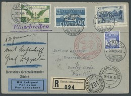 ZULEITUNGSPOST 277 BRIEF, Schweiz: 1934, 9. Südamerikafahrt, Einschreibbrief Vom Deutschen Konsulat In Zürich, Rückseiti - Airmail & Zeppelin