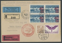 ZULEITUNGSPOST 450 BRIEF, Schweiz: 1937, 1. Südamerikafahrt, Einschreib-Drucksache, Prachtbrief - Correo Aéreo & Zeppelin