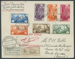 ZULEITUNGSPOST 189 BRIEF, Tripolitanien: 1932, 8. Südamerikafahrt, Einschreibbrief Mit 5 Verschiedenen Transitstempeln R - Airmail & Zeppelin