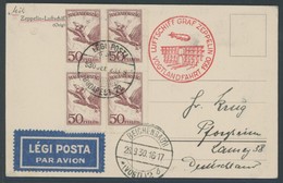 ZULEITUNGSPOST 90 BRIEF, Ungarn: 1930, Vogtlandfahrt, Frankiert Mit Viererblock Mi.Nr. 435, Prachtkarte - Airmail & Zeppelin