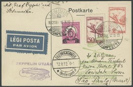 ZULEITUNGSPOST 177 BRIEF, Ungarn: 1932, 6. Südamerikafahrt, Einschreibkarte Nach Sao Paulo, Pracht - Airmail & Zeppelin