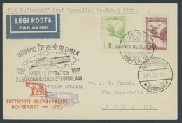 ZULEITUNGSPOST 207B BRIEF, Ungarn: 1933, Italienfahrt, Abgabe Rom, Sonderstempel 30 Jahre Wright Motorflug, Prachtkarte - Poste Aérienne & Zeppelin