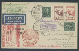 ZULEITUNGSPOST 214B/C BRIEF, Ungarn: 1933, 2. Südamerikafahrt, Anschlussflug Ab Berlin, Abwurf Barcelona, Prachtbrief - Poste Aérienne & Zeppelin