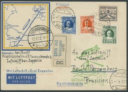ZULEITUNGSPOST 177 BRIEF, Vatikan: 1932, 6. Südamerikafahrt, Einschreibkarte, Pracht - Correo Aéreo & Zeppelin
