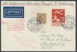 KATAPULTPOST Dk BRIEF, Dänemark: 2.7.1931, Zubringerbrief Von Kopenhagen über Flughafen Hamburg-Fuhlsbüttel Zum Dampfer  - Cartas & Documentos