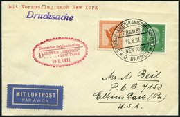 KATAPULTPOST 64b BRIEF, 18.8.1931, &quot,Bremen&quot, - New York, Seepostaufgabe, Drucksache, Prachtbrief - Cartas & Documentos
