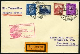 KATAPULTPOST 83b BRIEF, 5.6.1932, &quot,Bremen&quot, - New York, Seepostaufgabe, Frankiert U.a. Mit Mi.Nr. 461, Prachtbr - Cartas & Documentos
