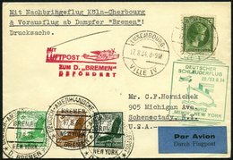 KATAPULTPOST 173Lu BRIEF, Luxemburg: 22.8.1934, Bremen - New York, Nachbringeflug, Zweiländerfrankatur, Prachtbrief, RR! - Cartas & Documentos