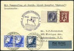 KATAPULTPOST 174Lu BRIEF, Luxemburg: 29.8.1934, Europa - New York, Zweiländerfrankatur, Drucksache, Prachtbrief, RRR!, N - Storia Postale