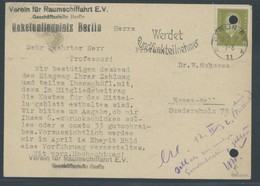 RAKETENPOST 10.2.1932, Beitrittserklärung Des Vereins Für Raumschifffahrt, Raketenflugplatz Berlin, Als Geldeingangsbest - Aerei