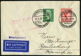 LUFTPOSTAUFGABESTEMPEL 7-02 BRIEF, 25.5.29, Bremen Luftpost Kolonial-Briefmarken-Ausstellung Auf Brief Aus Bremen, Prach - Flugzeuge