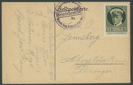 LUFTPOST-VIGNETTEN 1916, Flieger-Spenden-Vignette WEDDIGEN (U-Boots Kommandant) Auf Feldpostkarte Mit Marine-Briefstempe - Luft- Und Zeppelinpost