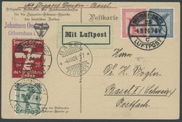 LUFTPOST-VIGNETTEN 1926, Zeppelin-Eckener-Spende, Offizielle Künstlerkarte Mit 10 Pf. Spenden-Vignette Als Flugpost Dres - Luchtpost & Zeppelin