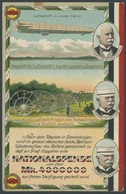 ALTE ANSICHTSKARTEN 1908, Nationalspende: Farbige Prägedruckkarte Mit Drei Graf Zeppelin-Portraits Sowie Luftschiff Und  - Sonstige & Ohne Zuordnung