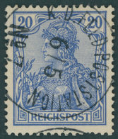DP CHINA P Vd O, Petschili: 1900, 20 Pf. Reichspost, Stempel K.D. FELD-POSTSTATION No. 7, Unten Ein Fehlender Zahn Sonst - Cina (uffici)