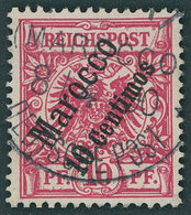 DP IN MAROKKO 3d O, 1899, 10 C. Auf 10 Pf. Lilarot, Pracht, Gepr. Jäschke-L., Mi. 100.- - Maroc (bureaux)