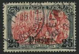 DP TÜRKEI 47a O, 1905, 25 Pia. Auf 5 M., Mit Wz., Gelblichrot Quarzend, Pracht, Mi. 120.- - Turkse Rijk (kantoren)