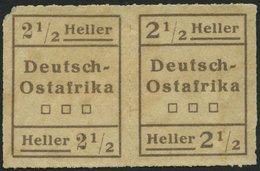 DEUTSCH-OSTAFRIKA III W2 (*), 1916, 21/2 H. Schwärzlichbraun Im Waagerechten Paar, Type II, I, Feinst (linke Obere Ecke  - África Oriental Alemana