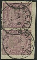 KAMERUN V 37d Paar BrfStk, 1890, 2 M. Lebhaftgraulila Im Senkrechten Paar Auf Leinbriefstück, Klare Stempel KAMERUN 23/9 - Kameroen