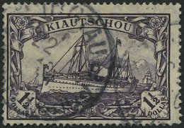 KIAUTSCHOU 36IAa O, 1905, 11/2 $ Schwarzviolett, Mit Wz., Friedensdruck, Feinst, Gepr. Bothe, Mi. 260.- - Kiaochow