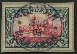 MARIANEN 19 BrfStk, 1901, 5 M. Grünschwarz/dunkelkarmin, Ohne Wz., Prachtbriefstück, Signiert, Mi. (600.-) - Mariana Islands