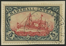 MARSHALL-INSELN 25 BrfStk, 1901, 5 M. Grünschwarz/dunkelkarmin, Ohne Wz., Prachtbriefstück, Gepr. Bothe, Mi. (600.-) - Marshall Islands