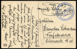 MSP VON 1914 - 1918 (Großer Kreuzer ROON), 5.1.1916, Blauer Briefstempel, Feldpost-Ansichtskarte Von Bord Der Roon, Prac - Marittimi