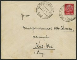 MSP VON 1920 - 1940 DR 487 BRIEF, 28 (Kreuzer KARLSRUHE), 20.1.1934, Etwas Fleckiger Prachtbrief Nach Kiel - Marittimi