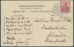 DEUTSCHE SCHIFFSPOST DR 71 BRIEF, KORSØR-KIEL No. 4, R3 Auf Ansichtskarte (Prinz Adalbert) Nach München, Pracht - Marittimi