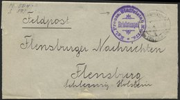 LETTLAND 813 BRIEF, K.D. FELDPOSTEXPED. DER 108. INFANT.-DIV. A, 1916, Auf Brief An Die Flensburger Nachrichten Nach Fle - Lettonie