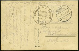 FELDPOST I.WK 1917, Feldpost-Ansichtskarte Mit L1 KRANKENTRANSPORTABTEILUNG A-A C. GRUPPE 1, Pracht - Used Stamps
