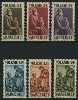 SAARGEBIET 128-33 **, 1928, 40 C. - 3 Fr. Volkshilfe, 6 Prachtwerte, Mi. 232.- - Altri & Non Classificati